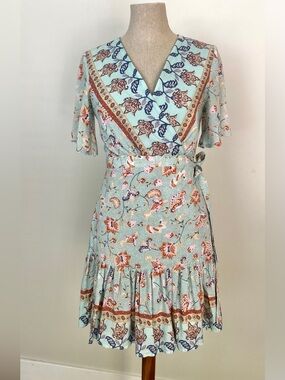 Collective Rack Mint Floral Wrap Dress